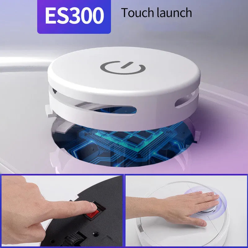 Automatic sweeping robot with ABS plastic housing and built-in lithium battery for floor cleaning.
