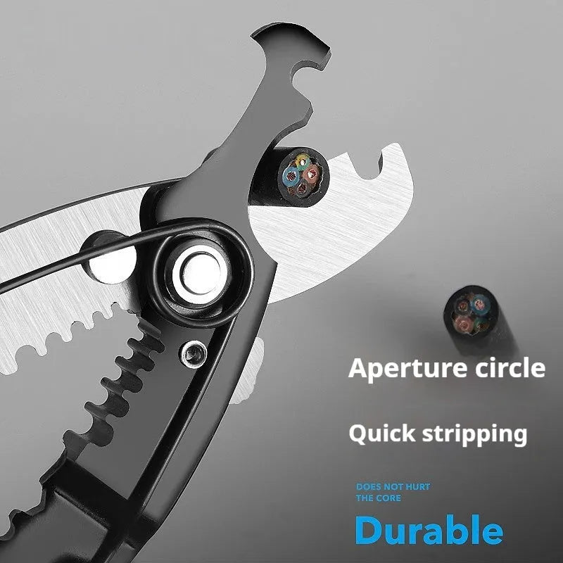 Fully automatic wire stripping pliers tool with box mounting for electrical work