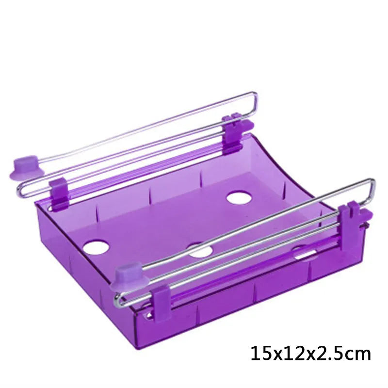 Hanging plastic refrigerator storage rack with clapboard design in various colour options