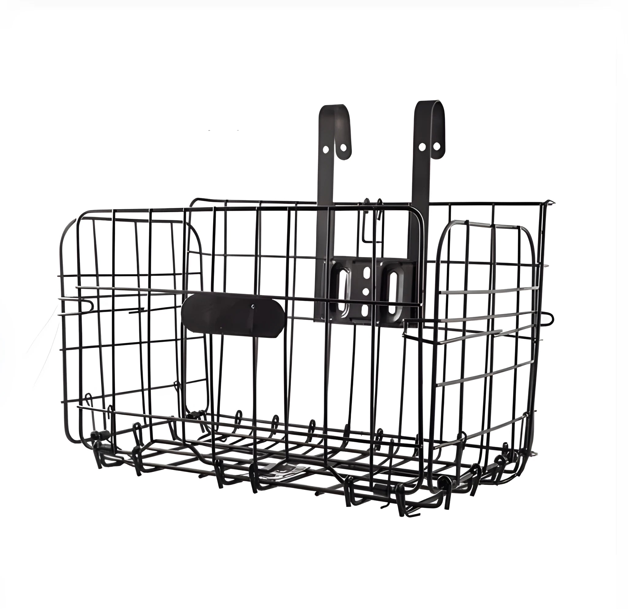 Folding steel bicycle basket in silver, 32.5 cm long, for mountain and road bikes