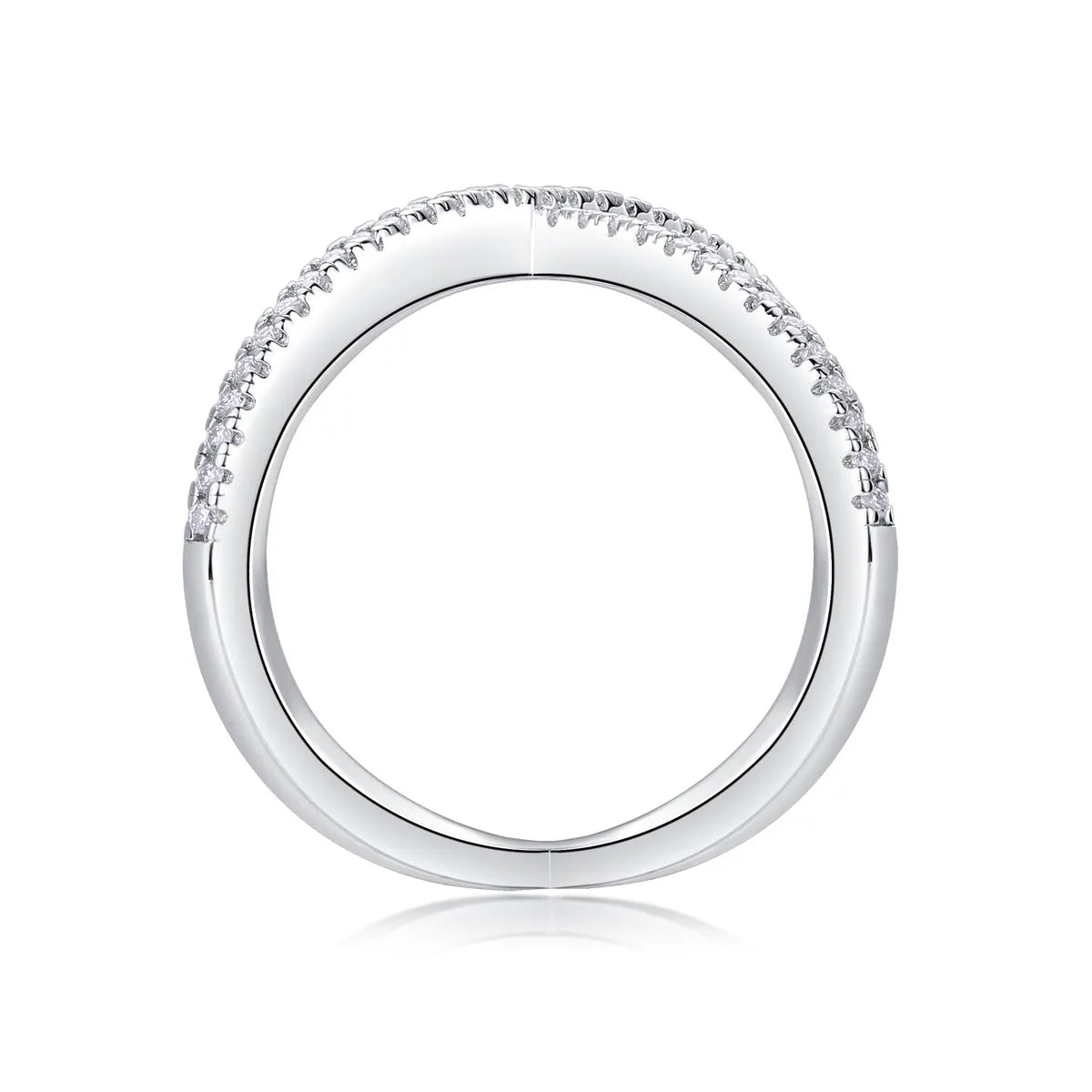 X-shaped heart moissanite wedding ring set in S925 silver with platinum plating gold colour