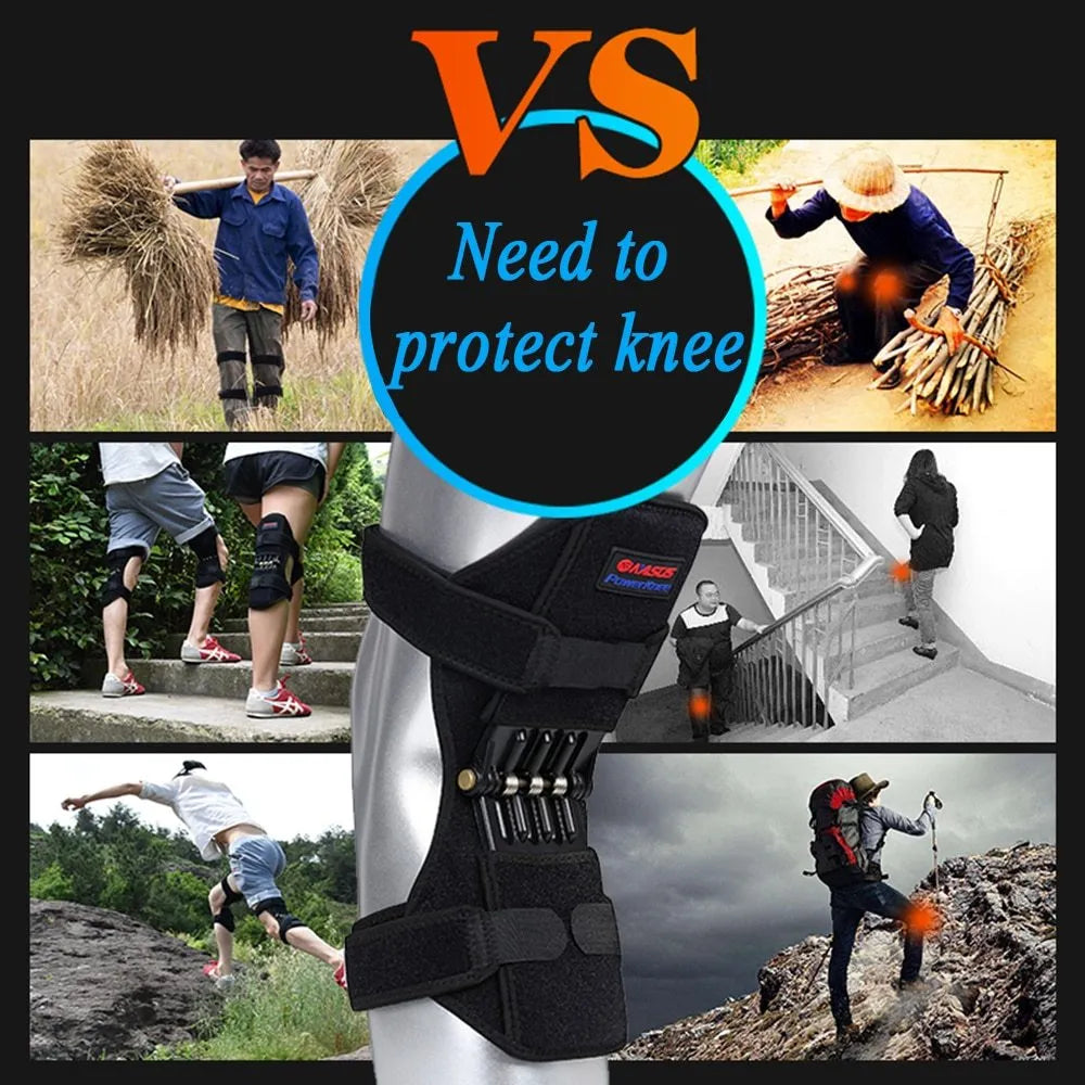 Adjustable spring knee brace support for mountaineering and sports activities with breathable fabric