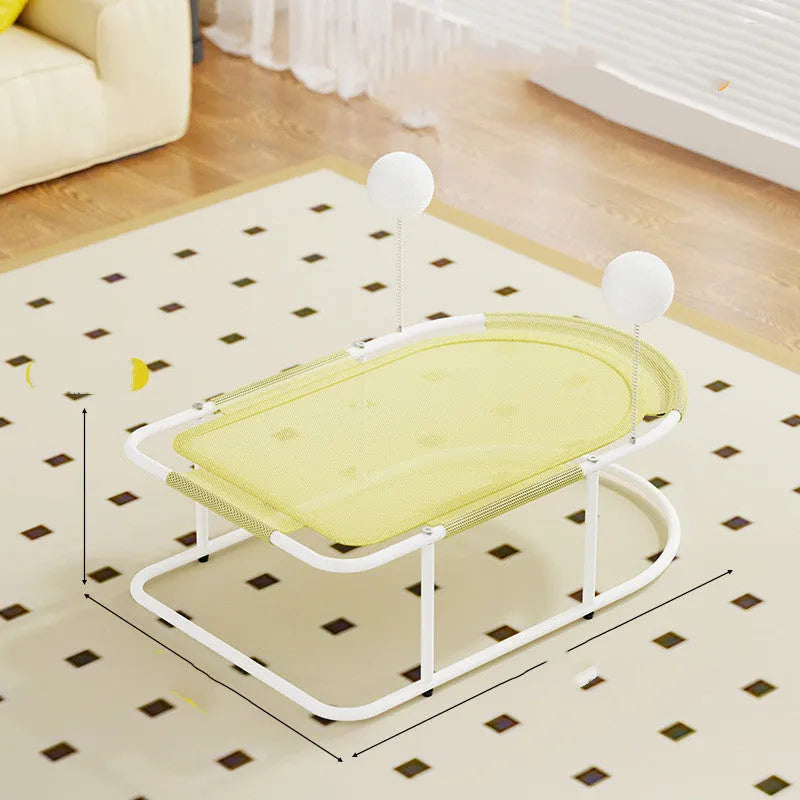 Large grey fabric cat kennel with breathable sides on a bracket frame.