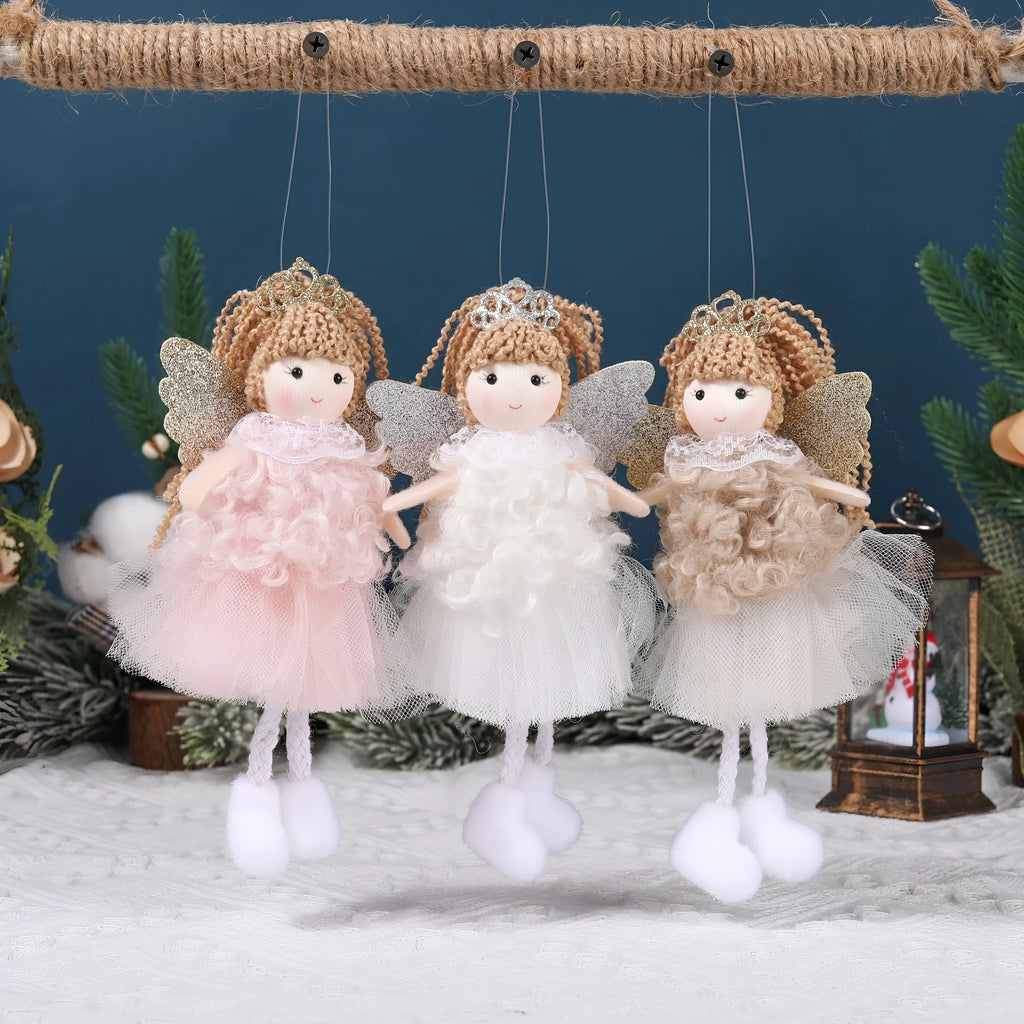 Christmas angel girl fabric pendant for high ponytail hair decoration in cartoon style