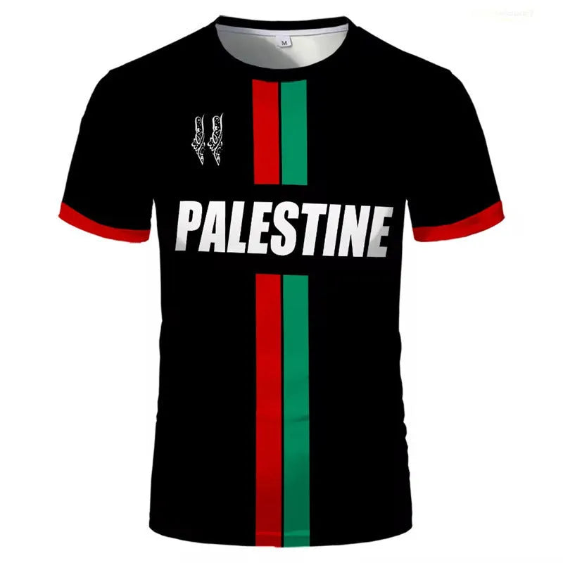 3D printed football pattern T-shirt in spandex fabric with half sleeves