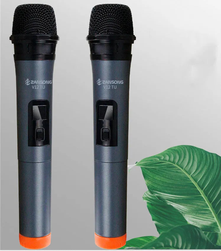 Black V12 wired dynamic handheld microphone with USB receiver and cables