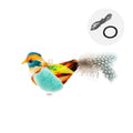 Bird simulation cat toy plush feather wand in blue kingfisher design