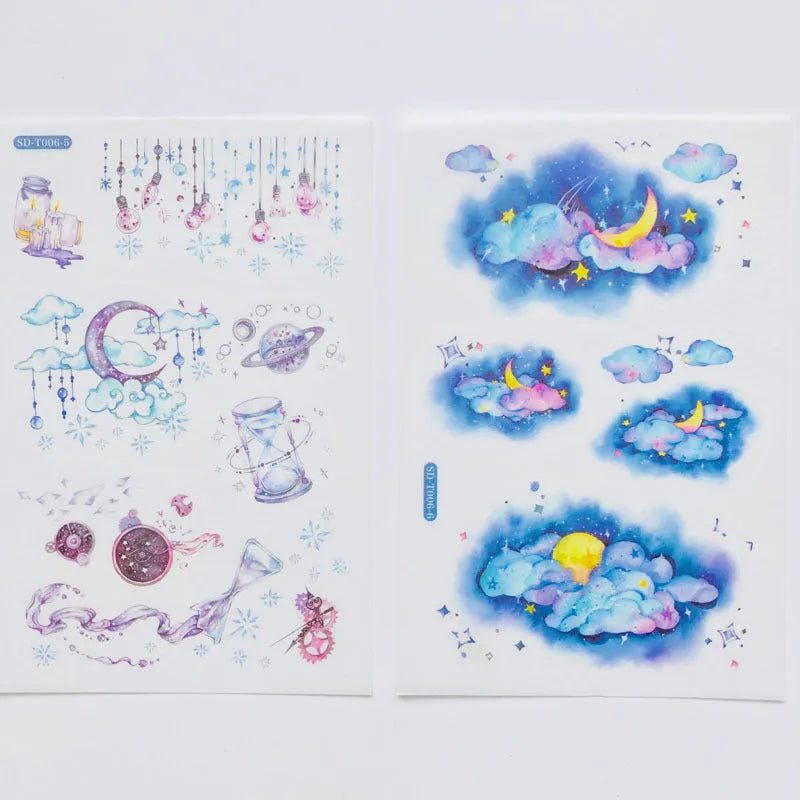 Abu Sticker set with Japanese paper material showing fantasy stars design at 10.5cm by 14.1cm size