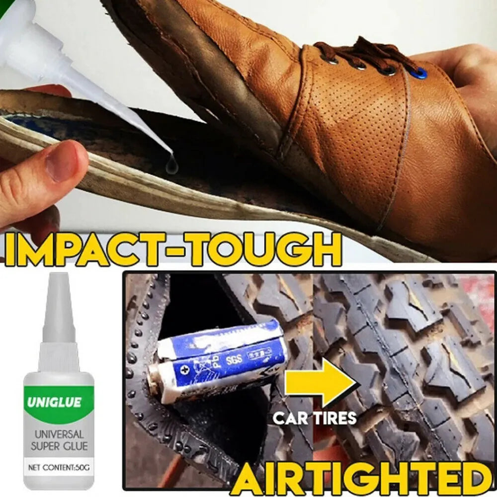 Universal super glue container with pinpoint nozzle for precise adhesive application
