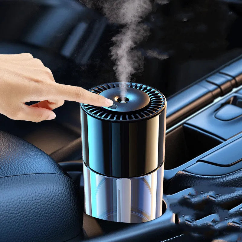 USB-powered AI intelligent spray perfume humidifier with glass seat on desk.