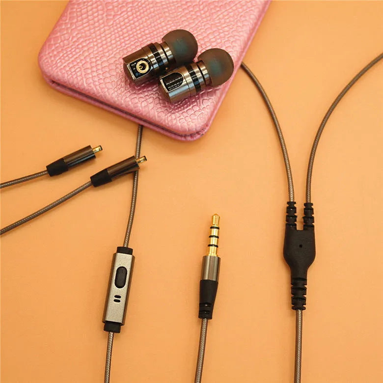 846 titanium grey metal earphones with removable cable and aluminium foil TPE wire