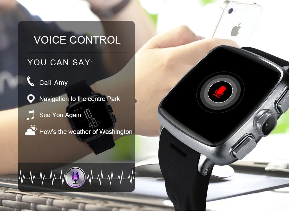 Z01smart watch with 1.54 inch touch screen shown in black and white colour options