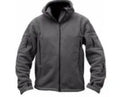 Men's cotton fleece jacket in khaki with full zipper and zip pockets, round hem, Korean style