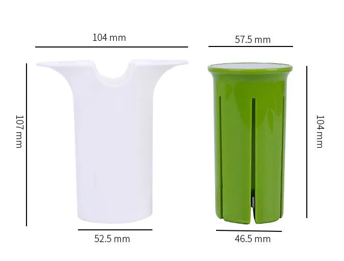 White kitchen vegetable fruit slicer with six stainless steel blades for cutting cucumbers carrots strawberries.