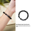 S925 sterling silver men's bracelet with black obsidian crystal and detailed snake design on a wrist.
