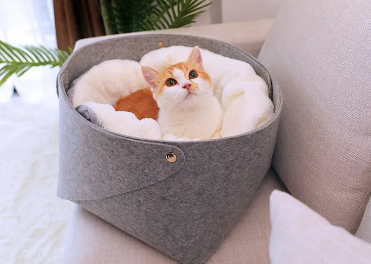 Pet bed with detachable nest, wind-resistant outer shell, size S 28x28x23 cm, suitable for cats up to 8 kg
