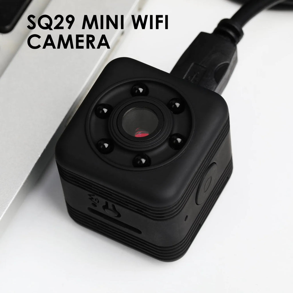 SQ29 black waterproof sports camera with 300mAh battery and MicroUSB port