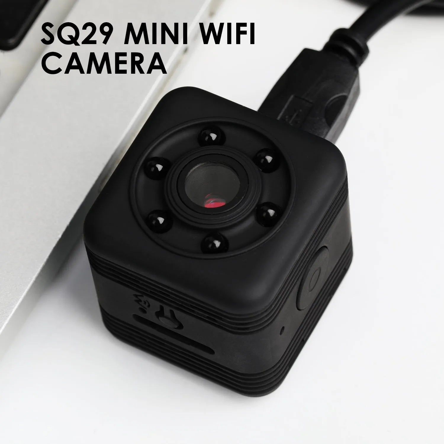 SQ29 black waterproof sports camera with 300mAh battery and MicroUSB port