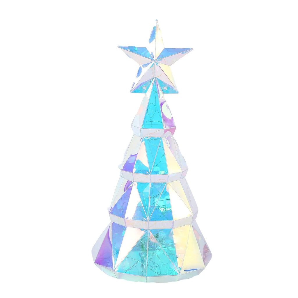 LED light-up Christmas tree decoration with colourful cartoon design on white background