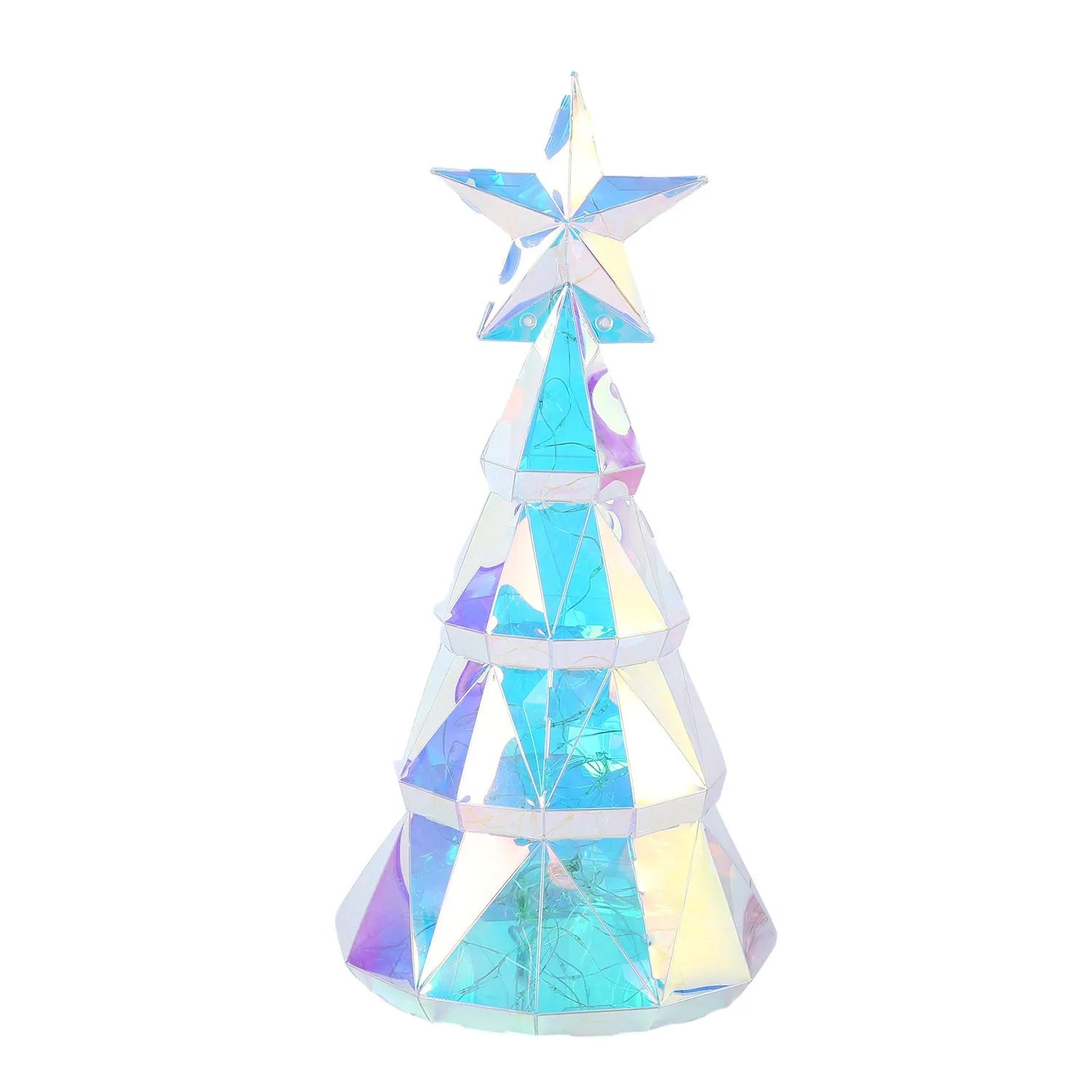 LED light-up Christmas tree decoration with colourful cartoon design on white background