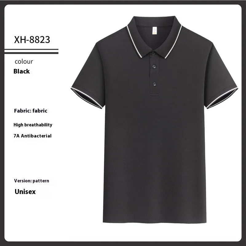 Antibacterial ice-sensitive lapel polo shirt in slim fit, shown in multiple colours.
