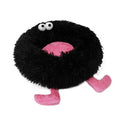 Long plush pet nest bed for small medium dogs in black, pink, or yellow with raised rim and three size options