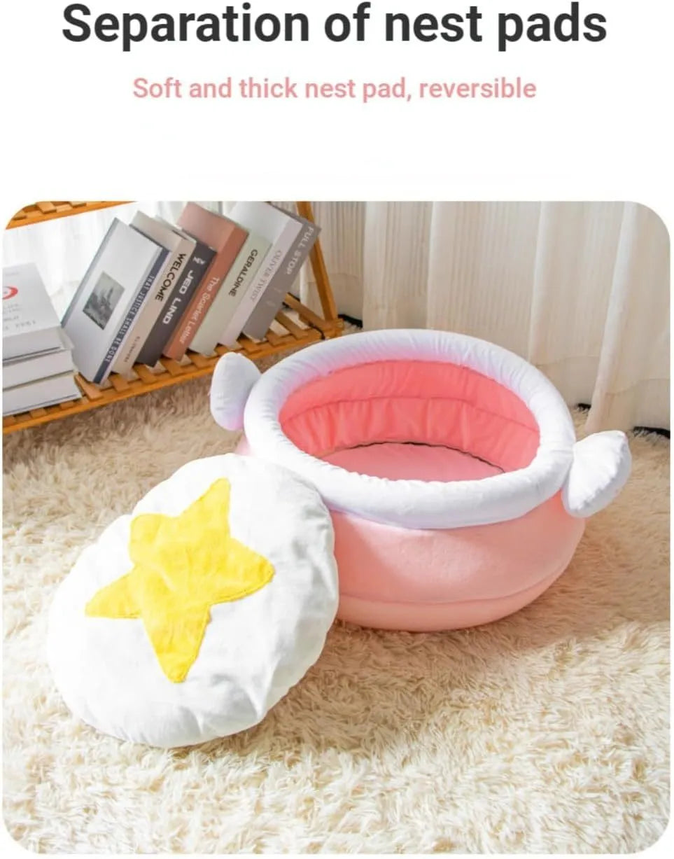 Honey pot magic shape cat sofa bed with removable nest pad in pink or yellow colour for small pets