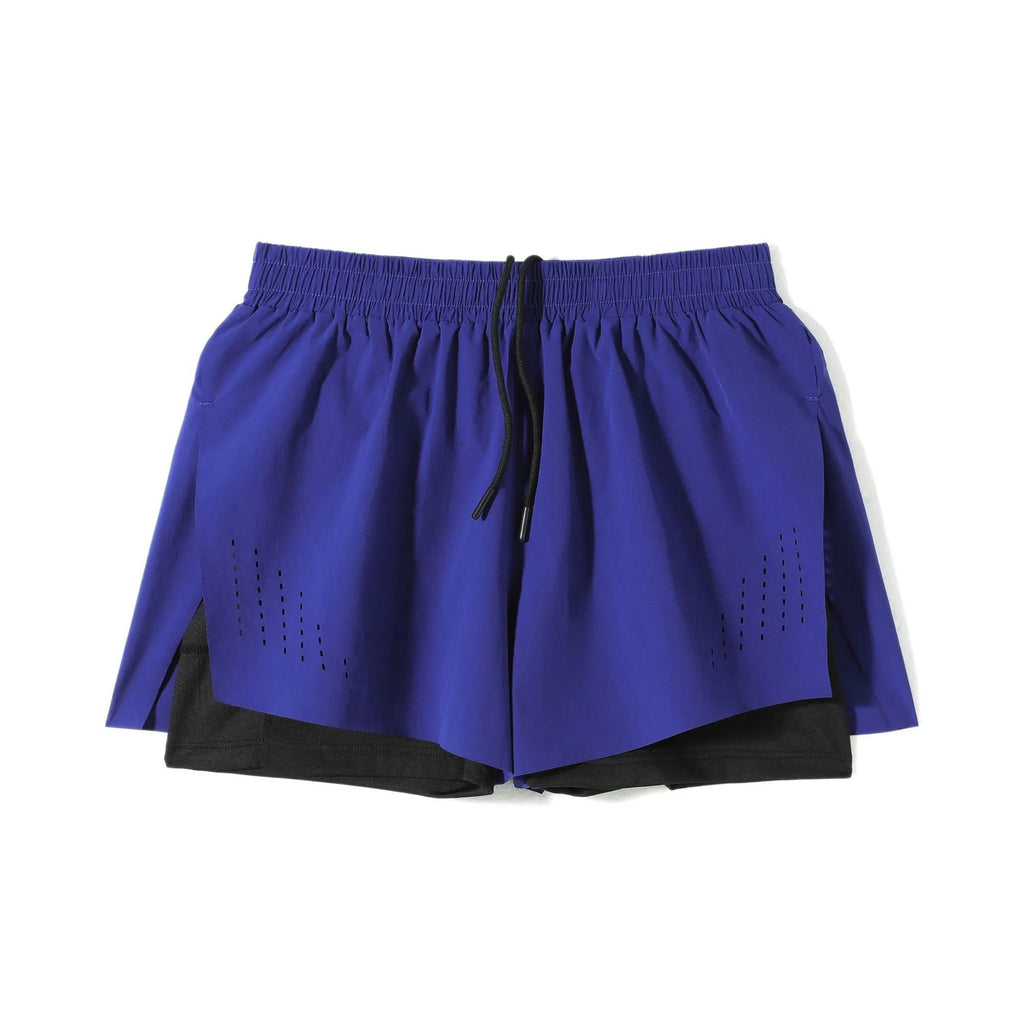 Men's straight-leg sports shorts with side slits in turmeric yellow colour, showing athletic design with micro elastic nylon fabric
