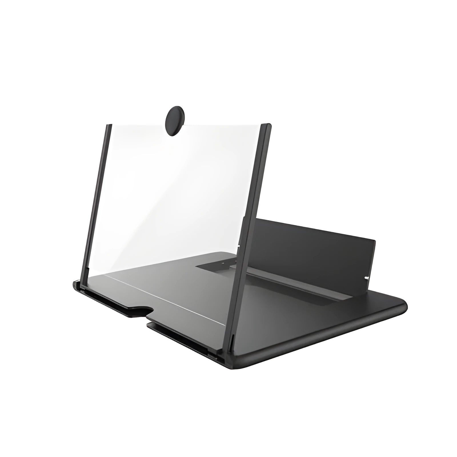 12-inch wooden screen amplifier folding bracket showing log and acrylic construction