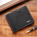 Men's thin three-fold horizontal wallet with multiple card slots in soft PU leather
