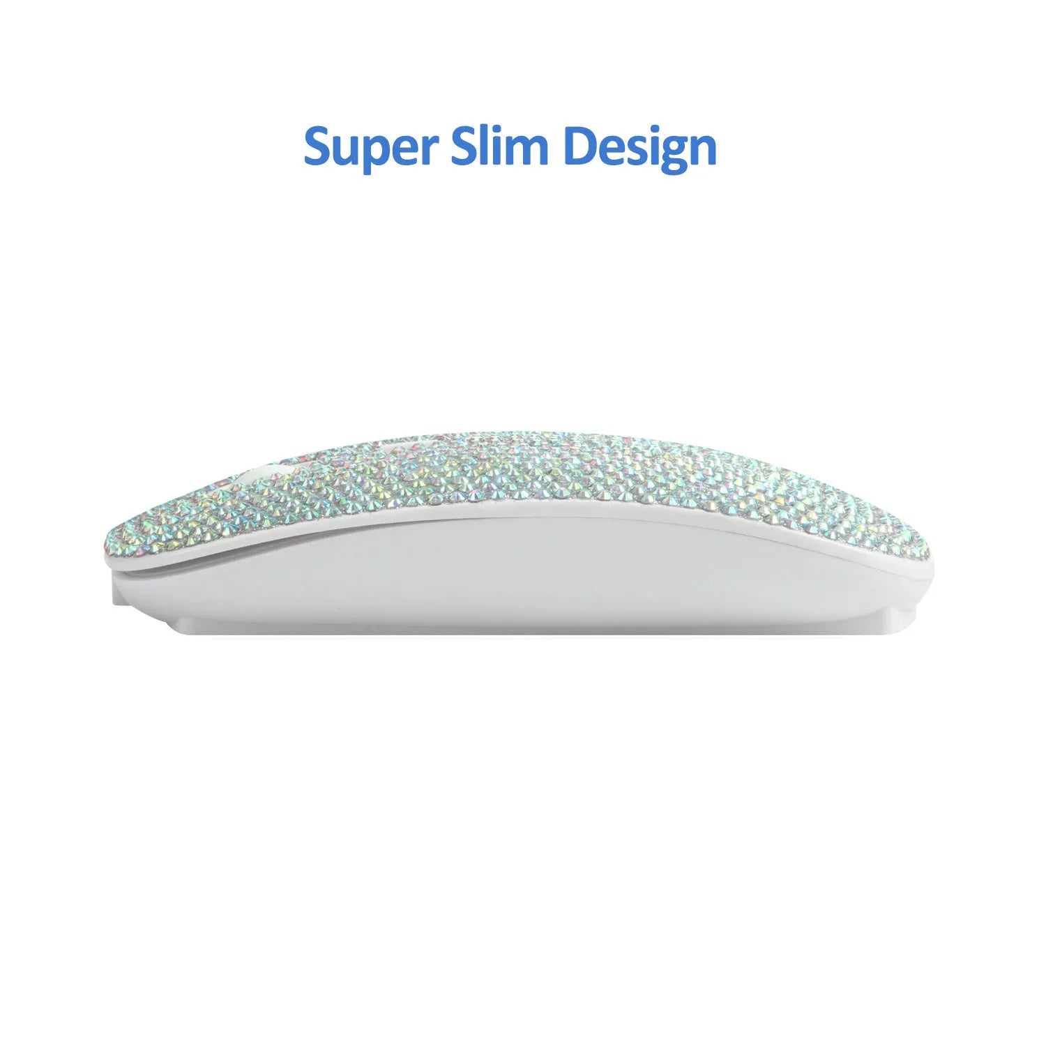 White wireless optical mouse with 4 buttons and 2.4G receiver, 11.2 cm long