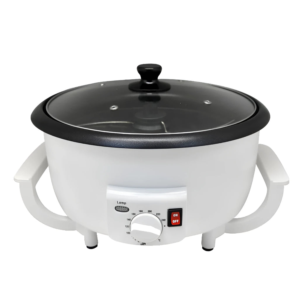 White coffee bean roasting machine with 750g capacity and 1200W power rating