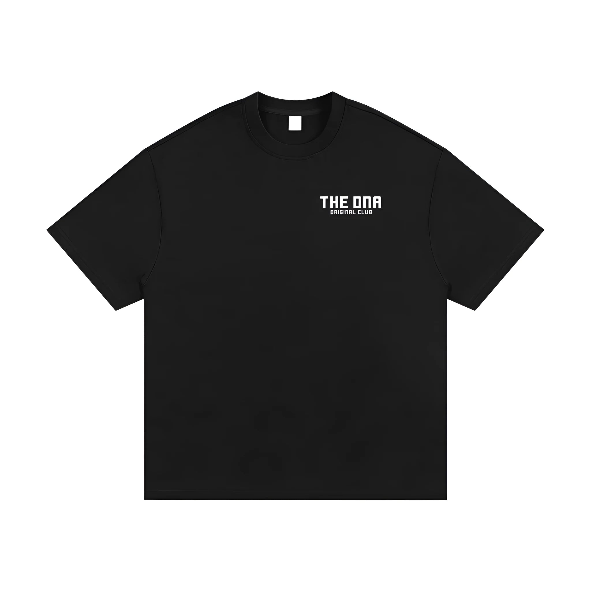 Black men's loose fit T-shirt with a 3D digital printed design on the front, featuring a round neck and short sleeves.