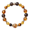 Crystal tiger-eye bracelet with jinba yellow tower design in geometric shape