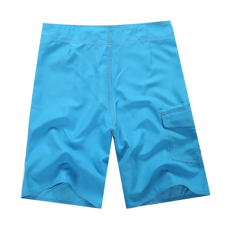 Men's striped polyester quick-dry beach shorts available in black colour, for sports and swimming