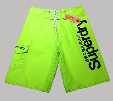 Men's striped polyester quick-dry beach shorts available in black colour, for sports and swimming