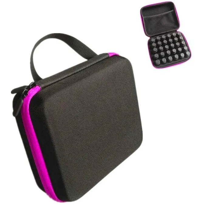 EVA cube essential oil storage bag with 30 compartments and zipper closure in various colour options