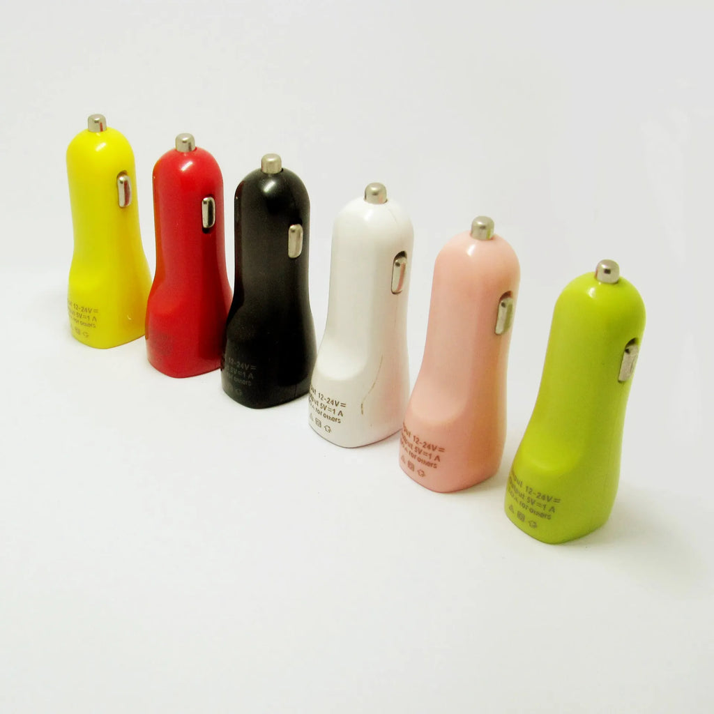Duckbill dual USB car charger with blue LED light indicator and two charging ports