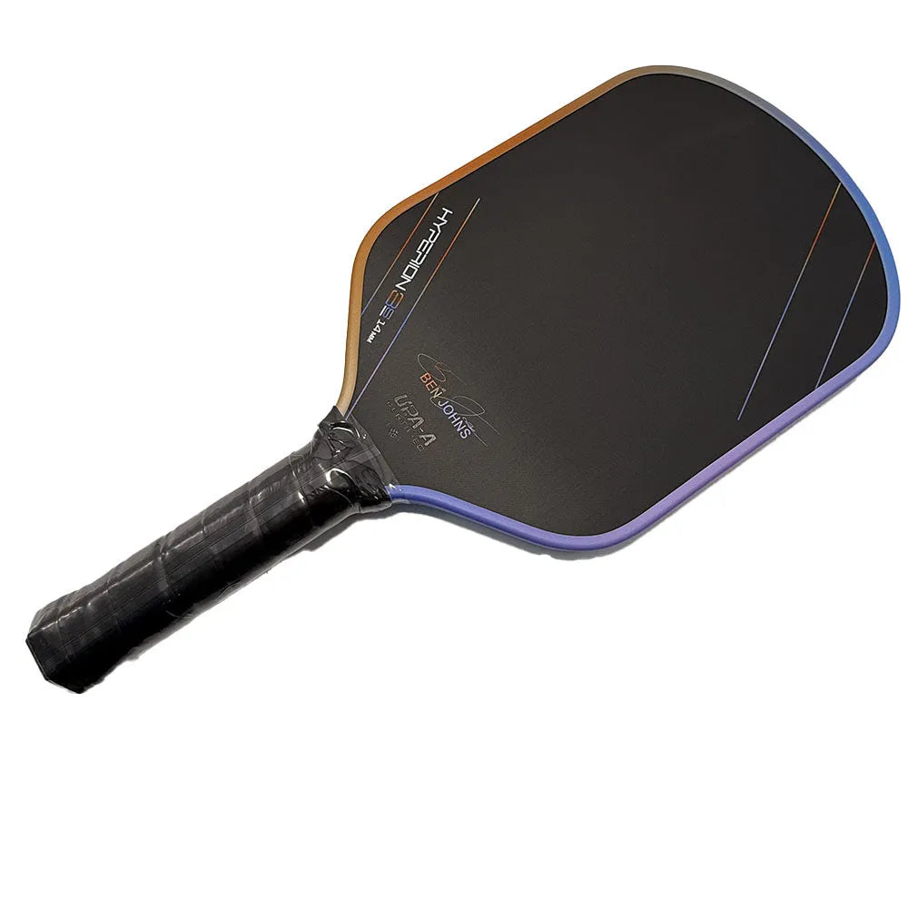 Aurora Multicolor Hyperion 3s pickleball racket showing carbon fibre construction and multicolour pattern