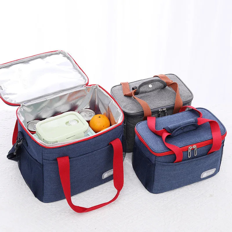 Oxford cloth picnic shoulder bag with crossbody strap in grey, black, or navy blue