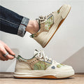 Men's canvas casual shoes in Milan green colour with round toe and flat heel design