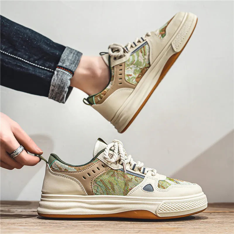 Men's canvas casual shoes in Milan green colour with round toe and flat heel design