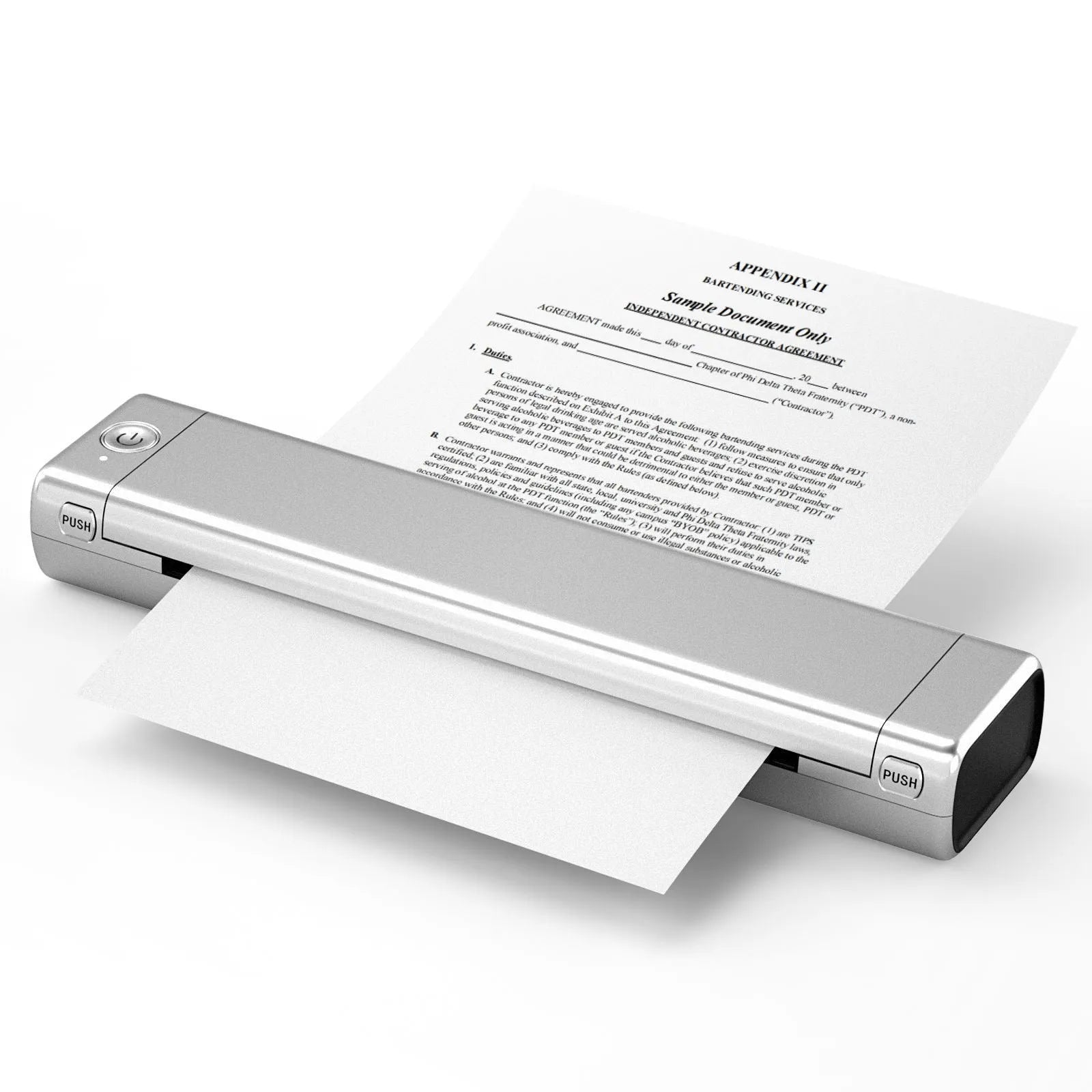 Phomemo M08F A4 portable thermal printer in silver black colour with Bluetooth wireless connectivity