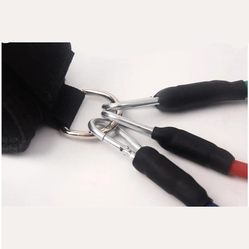 Black taekwondo pull rope training set for kicking drills and explosive leg force development