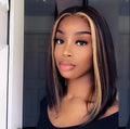 Real lace wig in short straight style with 13x4 headgear and stretch net base, 100% human hair