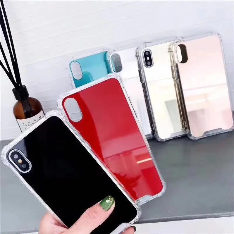 Mirror-finish TPU protective case for iPhone on a table.