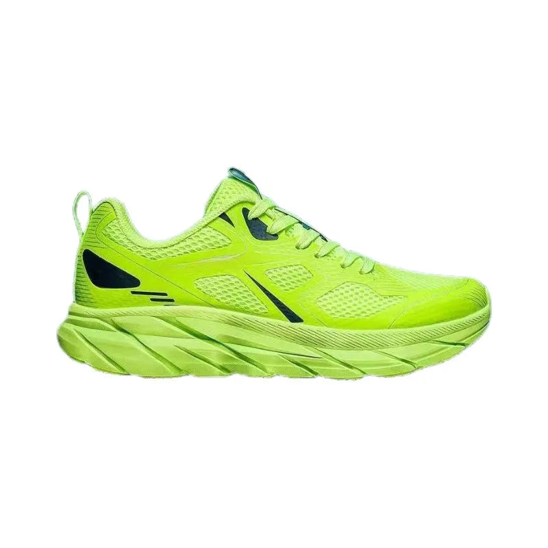 Unisex mesh casual running shoes in red, beige, green, grey, and black colours with round toe design.