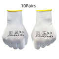 White PU coated labour gloves showing flexible design with extended 24cm length