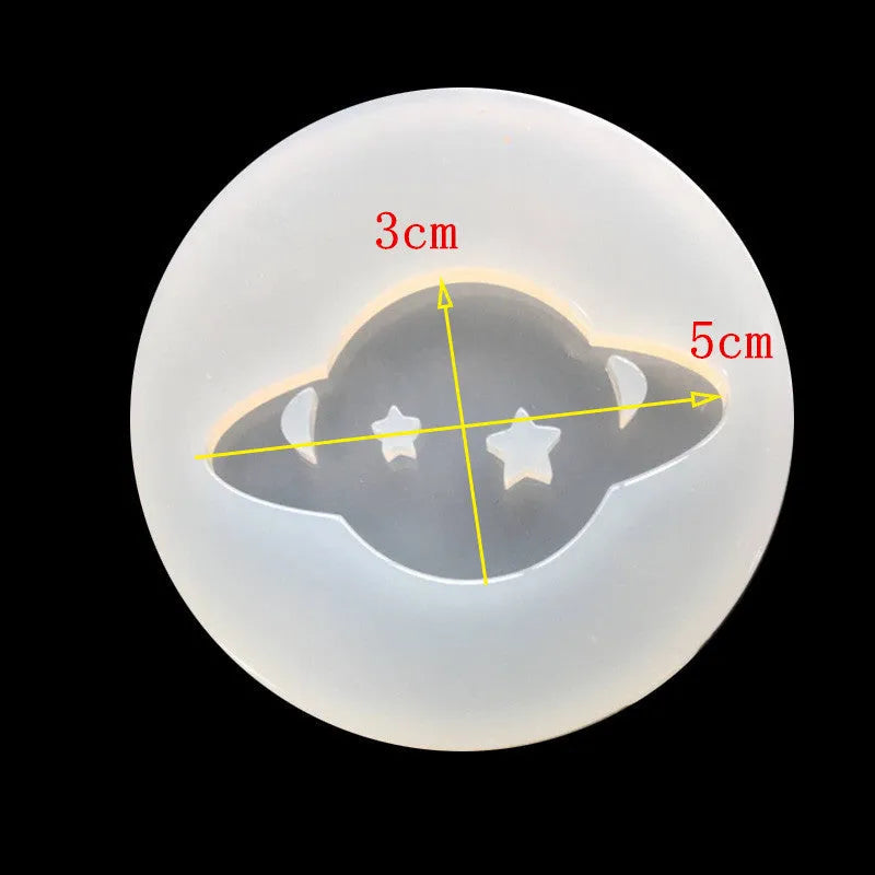 Round silicone epoxy mould for making full planet mirror resin charms, approximately 6.5 cm diameter.