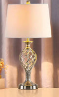 European-style alloy touch control bedside table lamp with USB charging port.